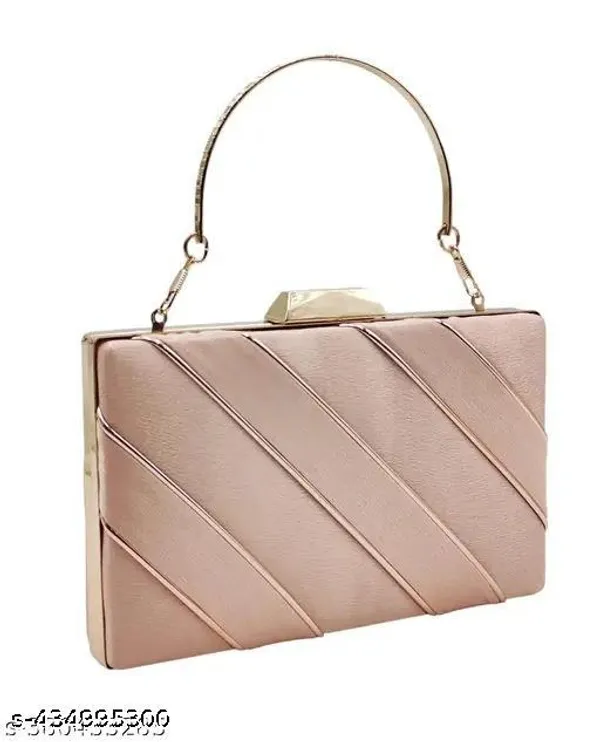 Peach_Polyurethane_Hand_Purse_For_Women