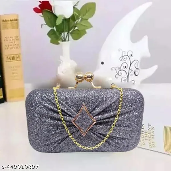 Grey_Polyurethane_Clutch_For_Women