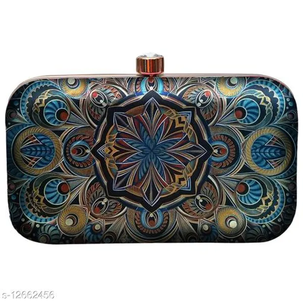 Blue_Polyurethane_Clutch_For_Women