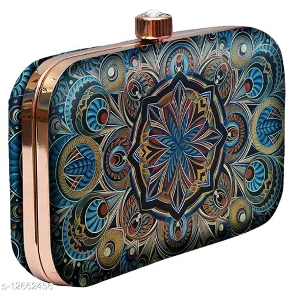 Blue_Polyurethane_Clutch_For_Women