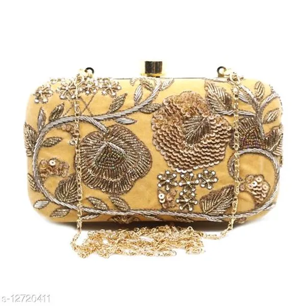 Gold_Polyurethane_Clutch_For_Women