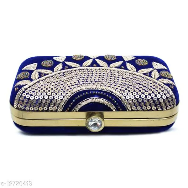 Blue_Polyurethane_Clutch_For_Women