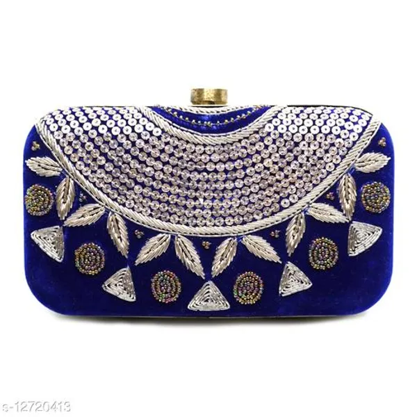 Blue_Polyurethane_Clutch_For_Women