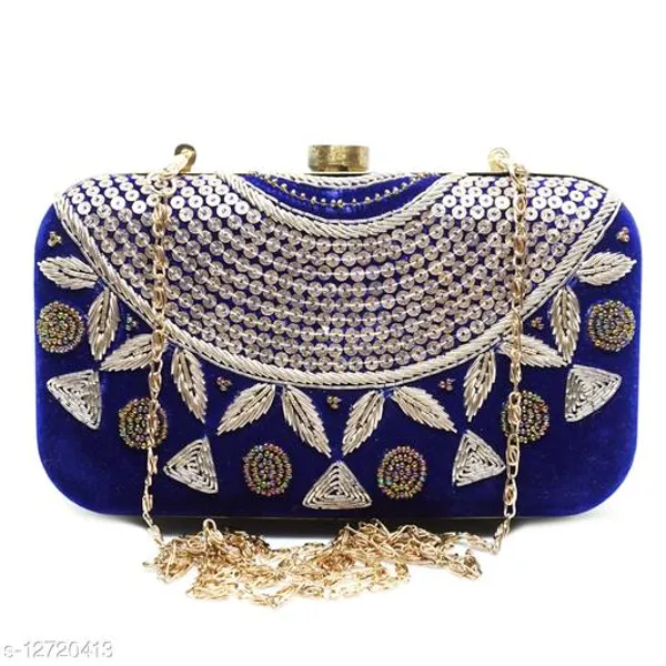 Blue_Polyurethane_Clutch_For_Women