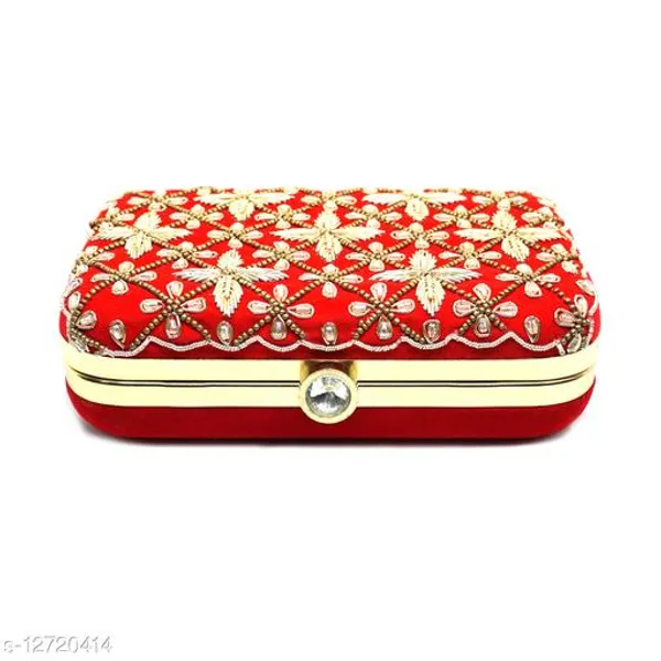 Red_Polyurethane_Clutch_For_Women