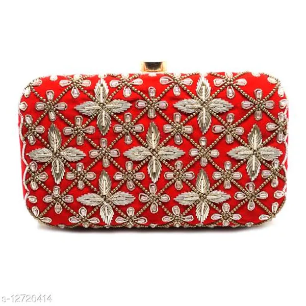 Red_Polyurethane_Clutch_For_Women