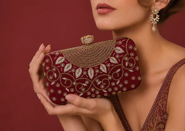 Maroon_Polyurethane_Clutch_For_Women