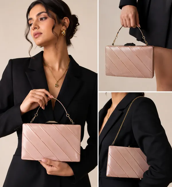 Peach_Polyurethane_Hand_Purse_For_Women