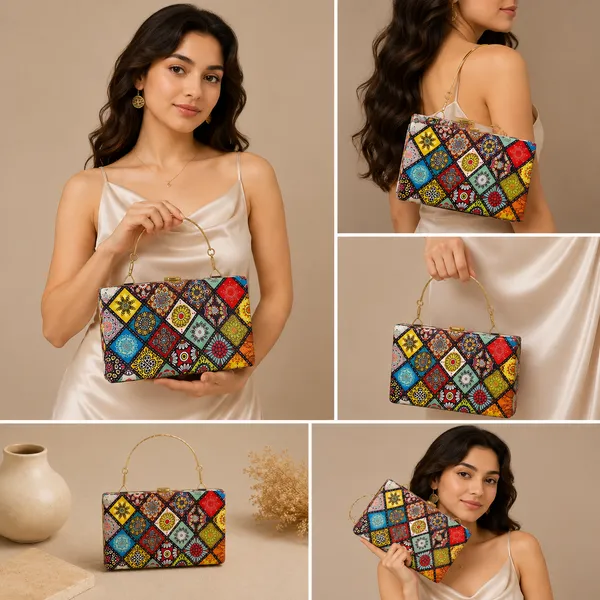 Multicolor_Polyurethane_Clutch_For_Women