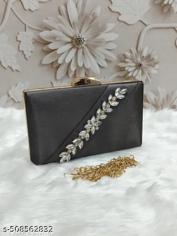 Grey_Polyurethane_Clutch_For_Women