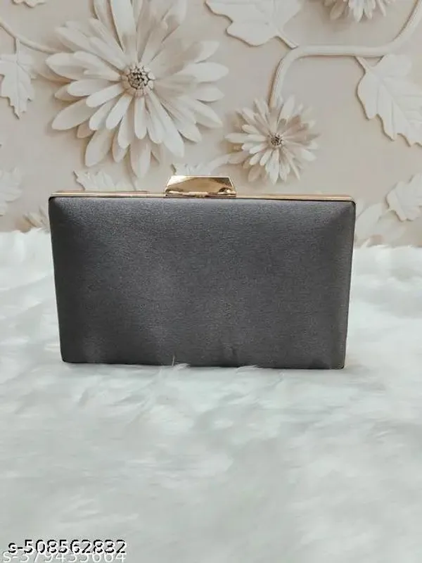 Grey_Polyurethane_Clutch_For_Women