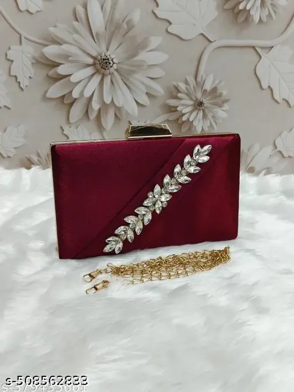 Maroon_Polyurethane_Clutch_For_Women