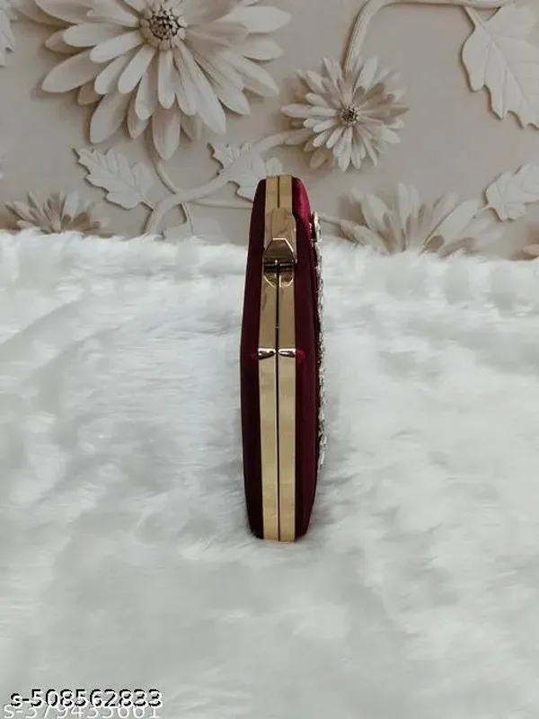 Maroon_Polyurethane_Clutch_For_Women