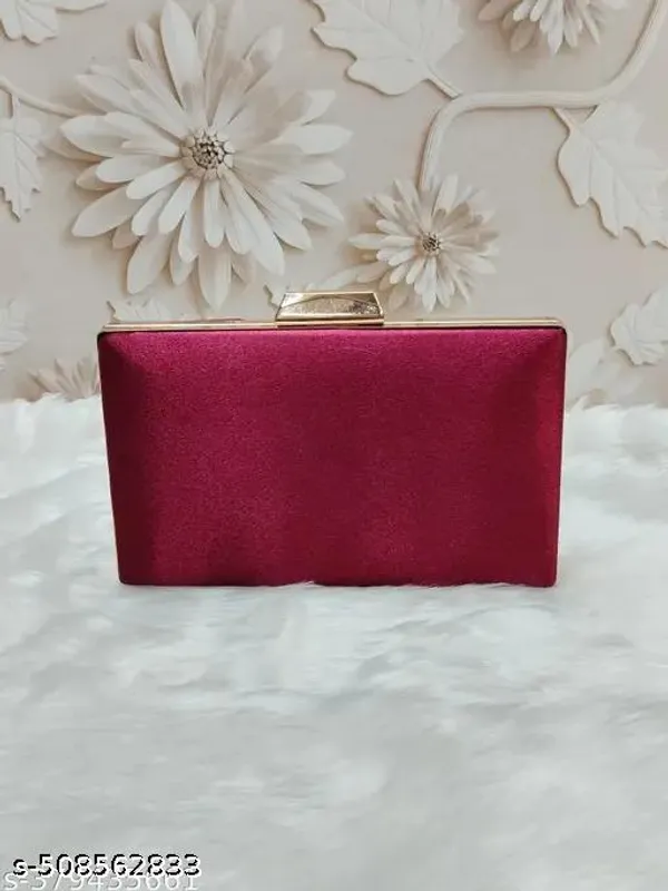 Maroon_Polyurethane_Clutch_For_Women