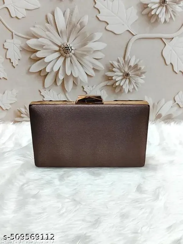 Brown_Polyurethane_Clutch_For_Women
