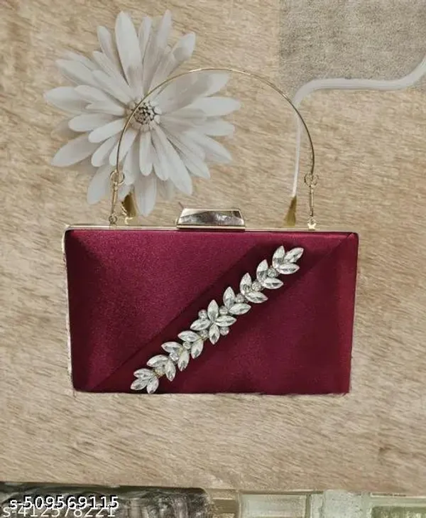 Maroon_Polyurethane_Clutch_For_Women