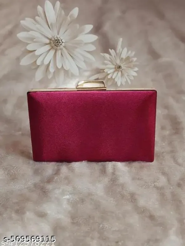 Maroon_Polyurethane_Clutch_For_Women