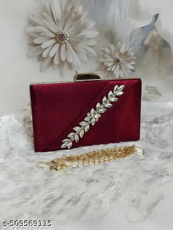 Maroon_Polyurethane_Clutch_For_Women