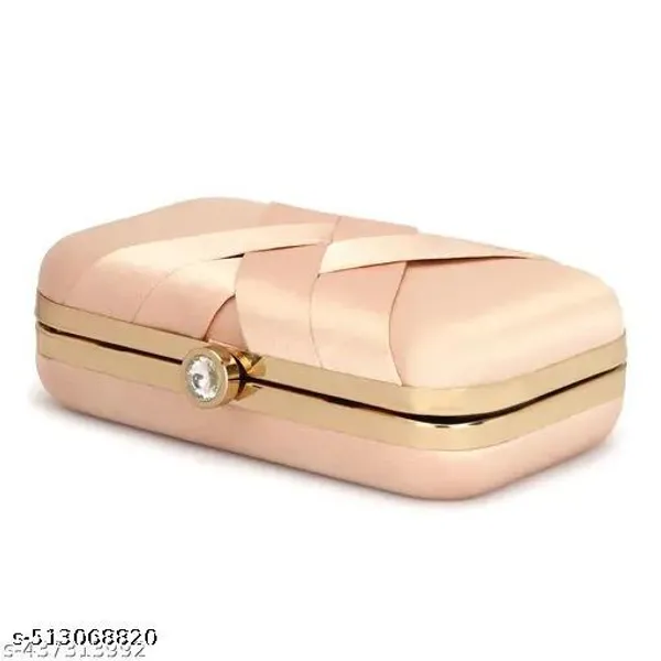 Peach_Polyurethane_Clutch_For_Women