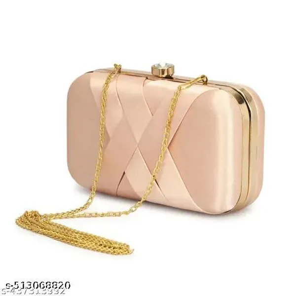 Peach_Polyurethane_Clutch_For_Women