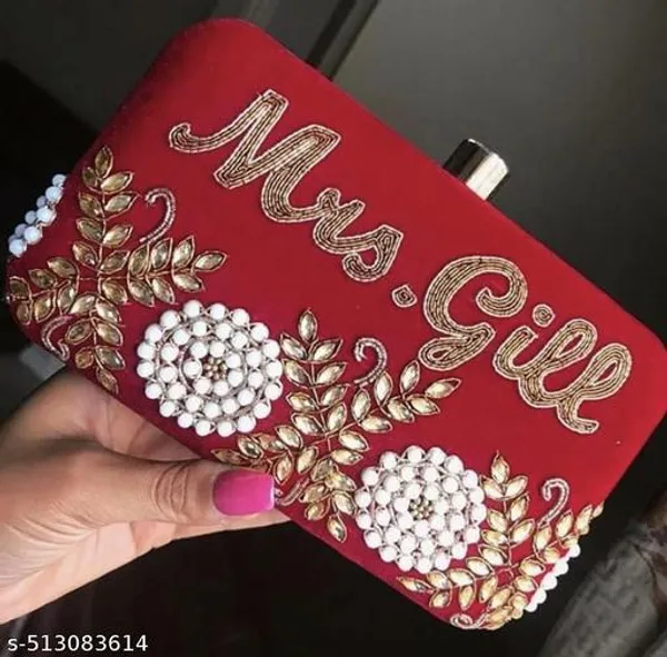 Red_Polyurethane_Clutch_For_Women