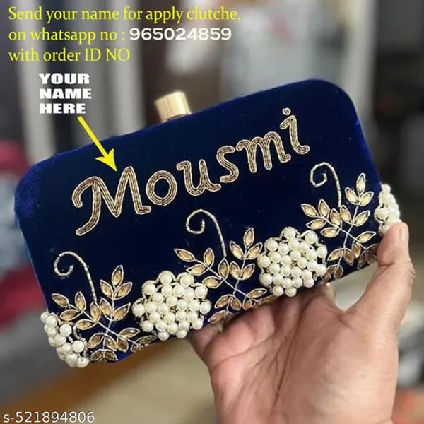 Navyblue_Polyurethane_Clutch_For_Women
