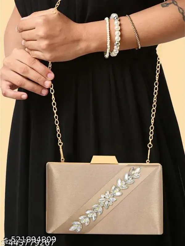Peach_Polyurethane_Clutch_For_Women