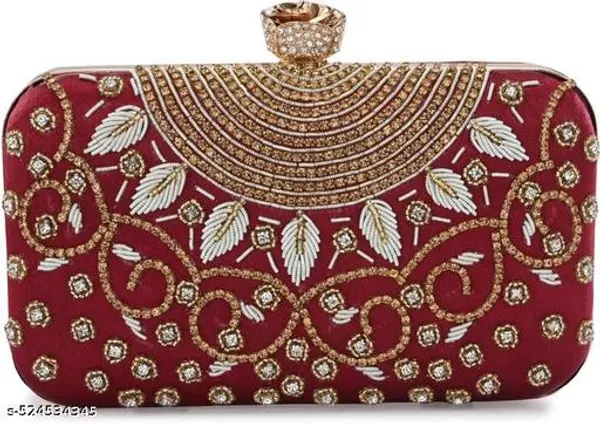 Maroon_Polyurethane_Clutch_For_Women