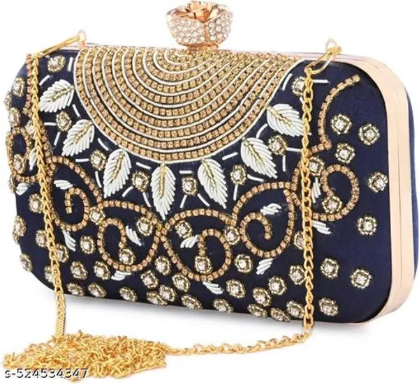 Blue_Polyurethane_Clutch_For_Women