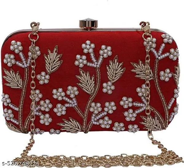 Maroon_Polyurethane_Clutch_For_Women