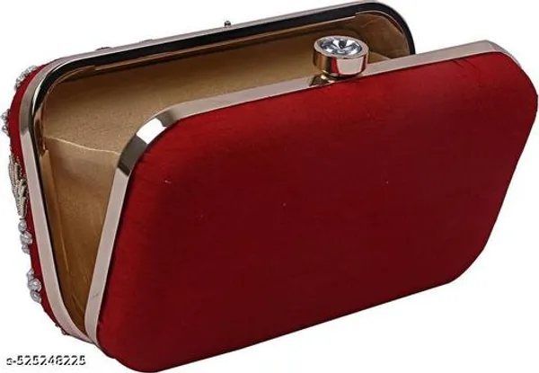 Maroon_Polyurethane_Clutch_For_Women