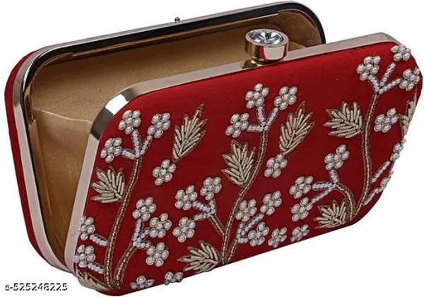 Maroon_Polyurethane_Clutch_For_Women