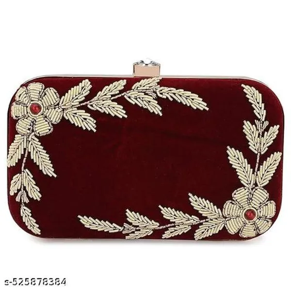 Maroon_Polyurethane_Clutch_For_Women