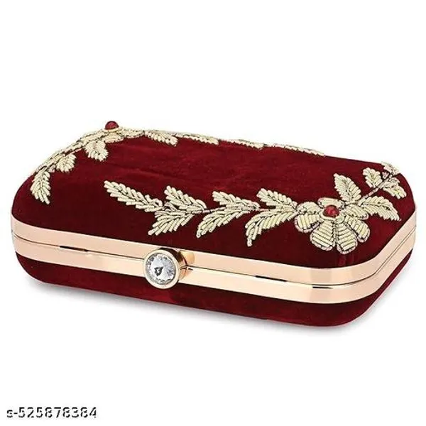 Maroon_Polyurethane_Clutch_For_Women