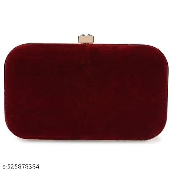 Maroon_Polyurethane_Clutch_For_Women