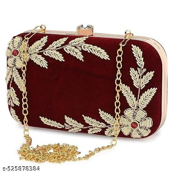 Maroon_Polyurethane_Clutch_For_Women
