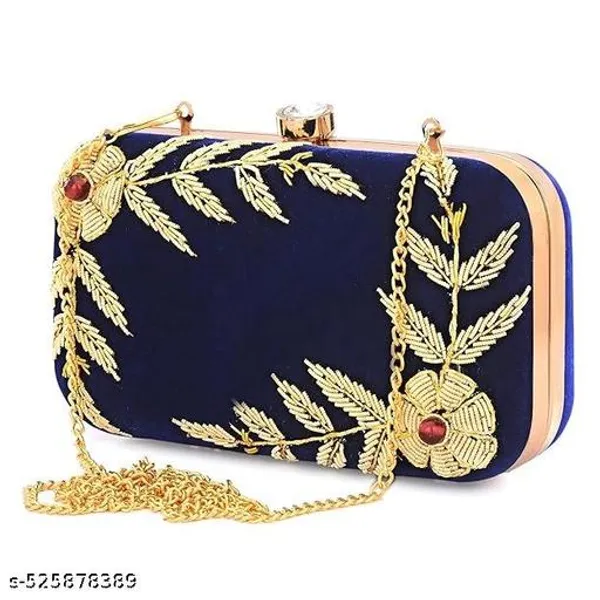 Blue_Polyurethane_Clutch_For_Women