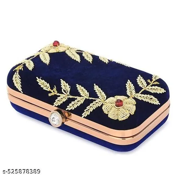 Blue_Polyurethane_Clutch_For_Women