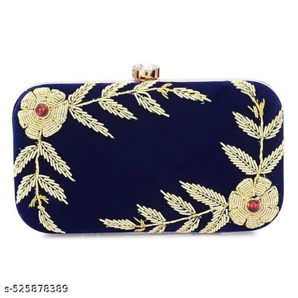 Blue_Polyurethane_Clutch_For_Women