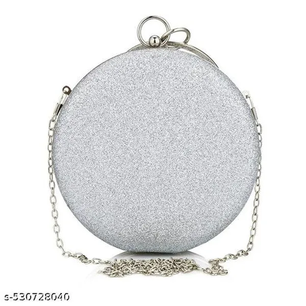 Silver_Polyurethane_Clutch_For_Women