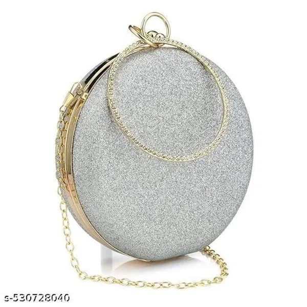 Silver_Polyurethane_Clutch_For_Women