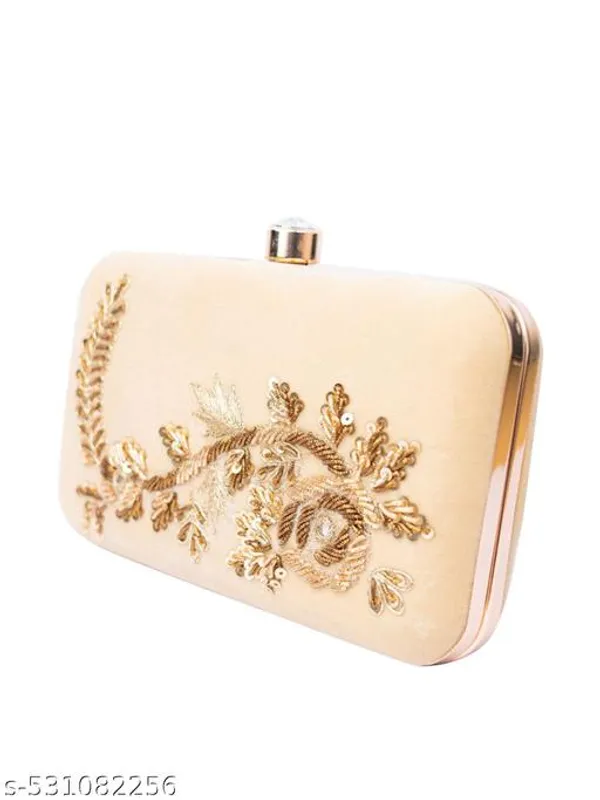 Beige_Polyurethane_Clutch_For_Women