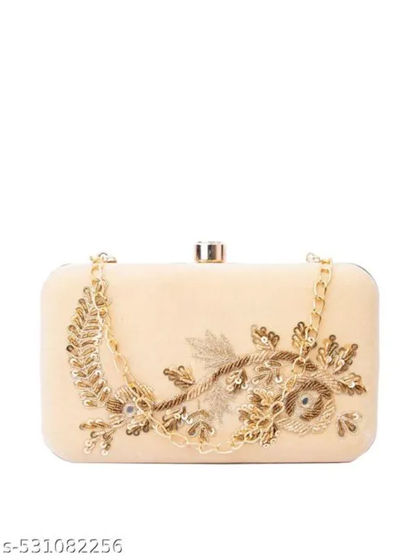 Beige_Polyurethane_Clutch_For_Women