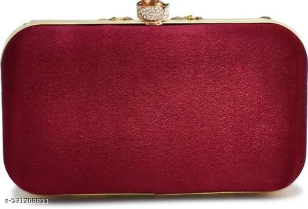 Maroon_Polyurethane_Clutch_For_Women