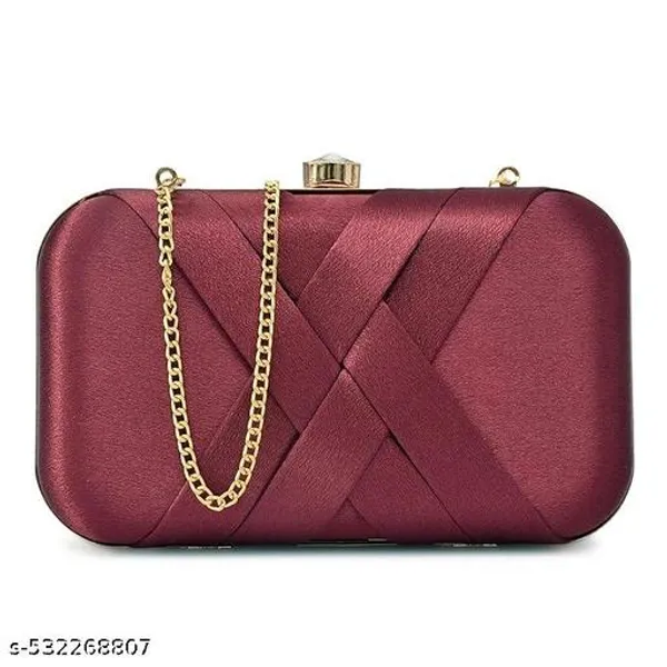 Maroon_Polyurethane_Clutch_For_Women