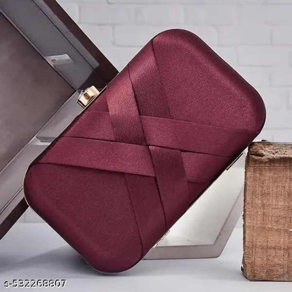 Maroon_Polyurethane_Clutch_For_Women