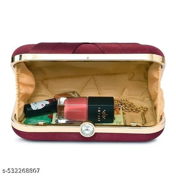 Maroon_Polyurethane_Clutch_For_Women