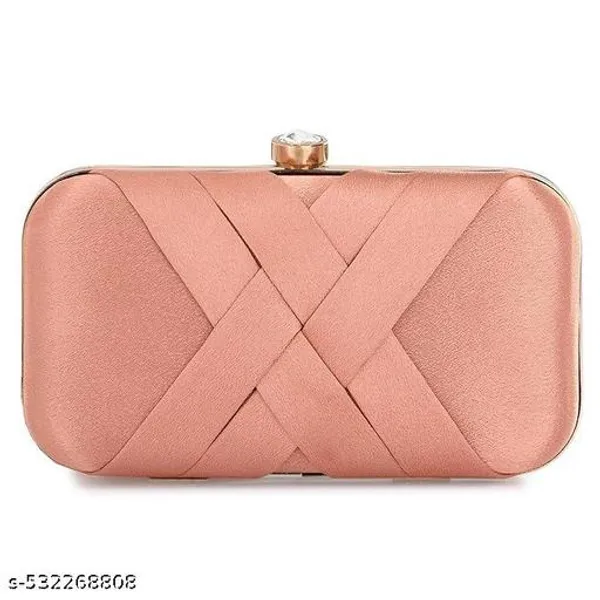 Peach_Polyurethane_Clutch_For_Women