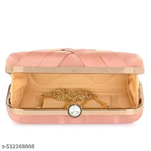 Peach_Polyurethane_Clutch_For_Women