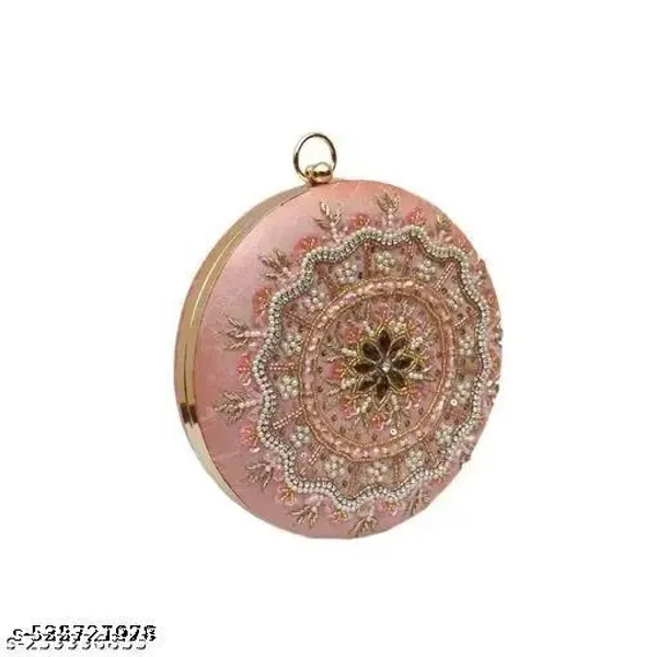 Peach_Synthetic_-Polyester_Clutch_For_Women